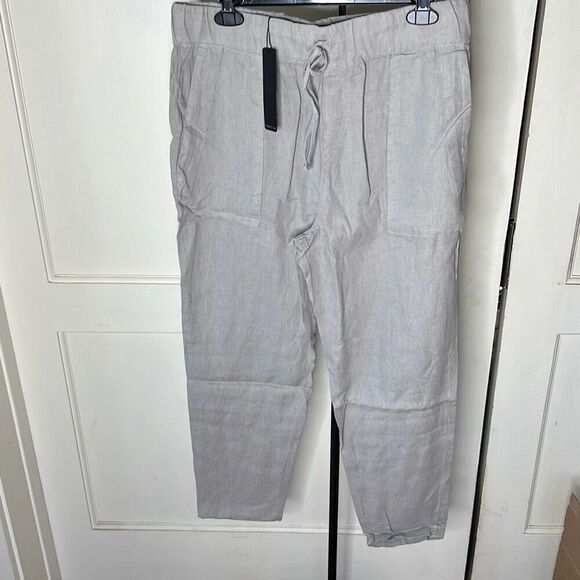 Krisa The Boyfriend Linen Pant in Sand NWT Size Medium - Picture 2 of 6